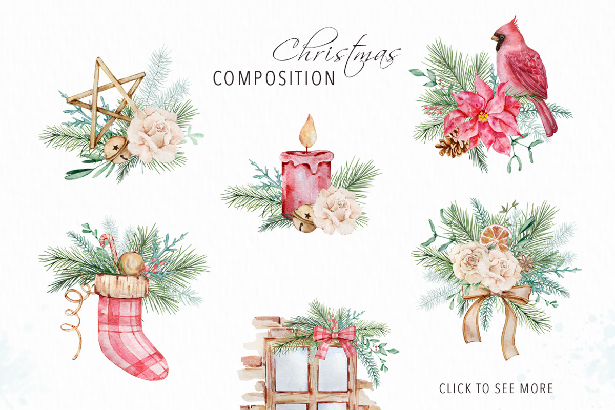 Watercolor Elegant Christmas Clipart, a Seasonal Illustration by SvetaArtStore (Photo 5 of 8)
