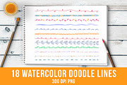 18 Watercolor Doodle Lines Set 1, an Illustration by The Digital Download Shop (Thumbnail 1 of 3)