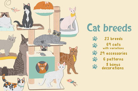 Cat breeds vector clipart