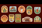 Wild West groovy label stickers, an Object Illustration by Buch&Bee (Thumbnail 2 of 3)