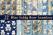Blue Teddy Bear Seamless Repeat Patt, an Illustration by CreationArt (Thumbnail 1 of 5)