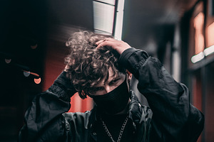 boy with black mask on face