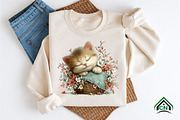 Whimsical Spring Cat Clipart PNG, an Illustration by Craft Nest (Thumbnail 8 of 12)