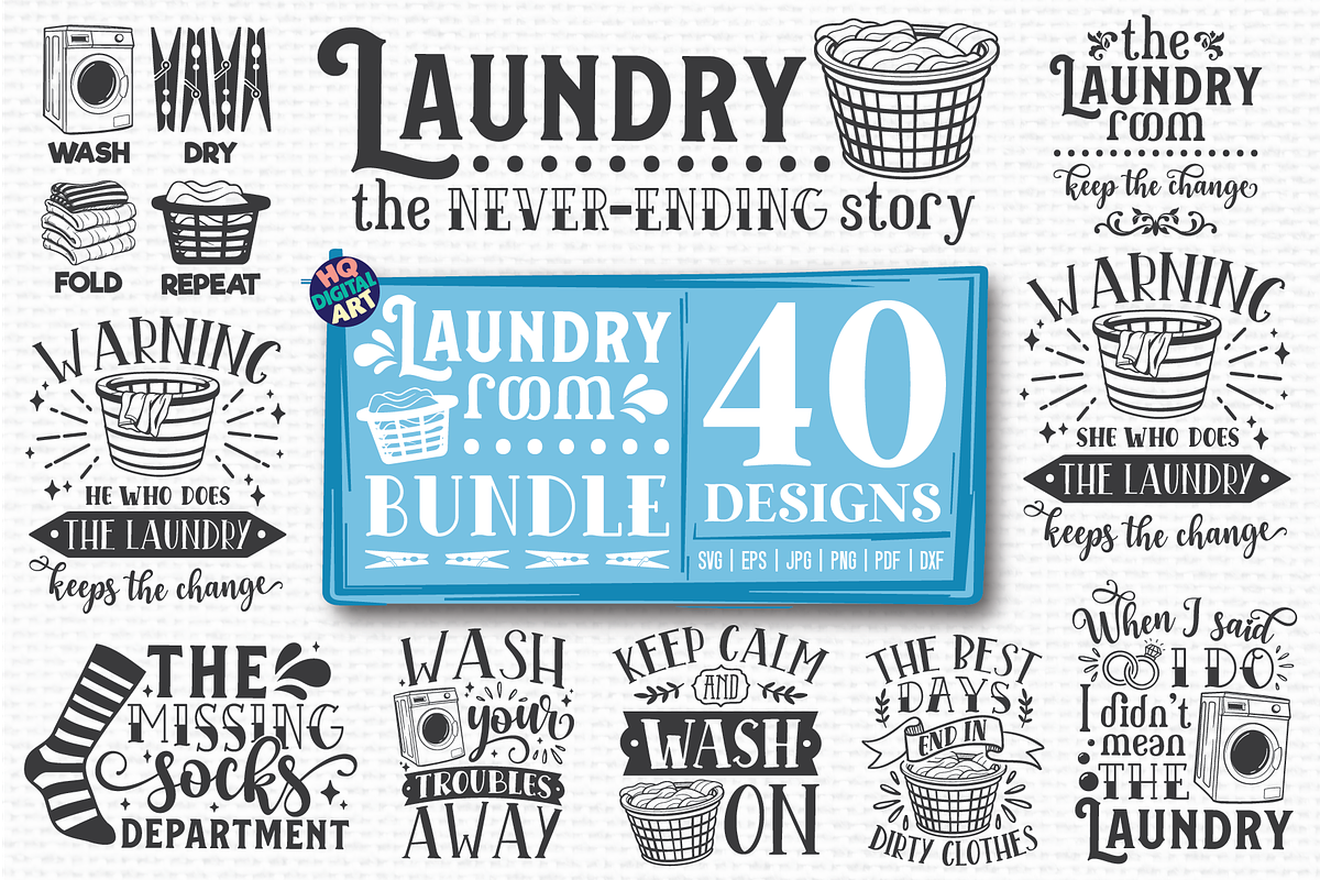 Laundry Room SVG Bundle, a Decorative Illustration by HQDigitalArt (Photo 3 of 4)