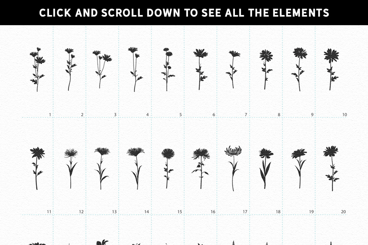 100 Flower Silhouettes, a Background Graphic by Mxtama (Photo 10 of 11)