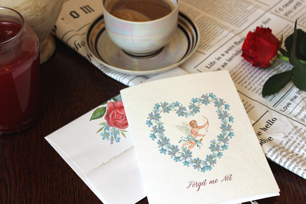 Forget-me-not Antique Valentine, a Seasonal Illustration by Catch the Dream Art (Photo 8 of 10)