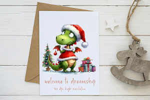 Christmas Funny Dinosaur Clipart