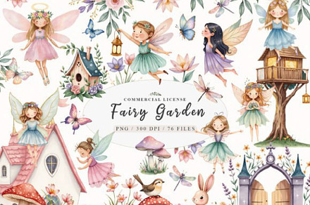 Magical Cute Garden Fairies Bundle, an Illustration by JackArt