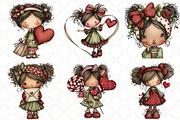 Whimsical Valentine Girl Clipart, an Illustration by Black Bird Studio (Thumbnail 3 of 6)