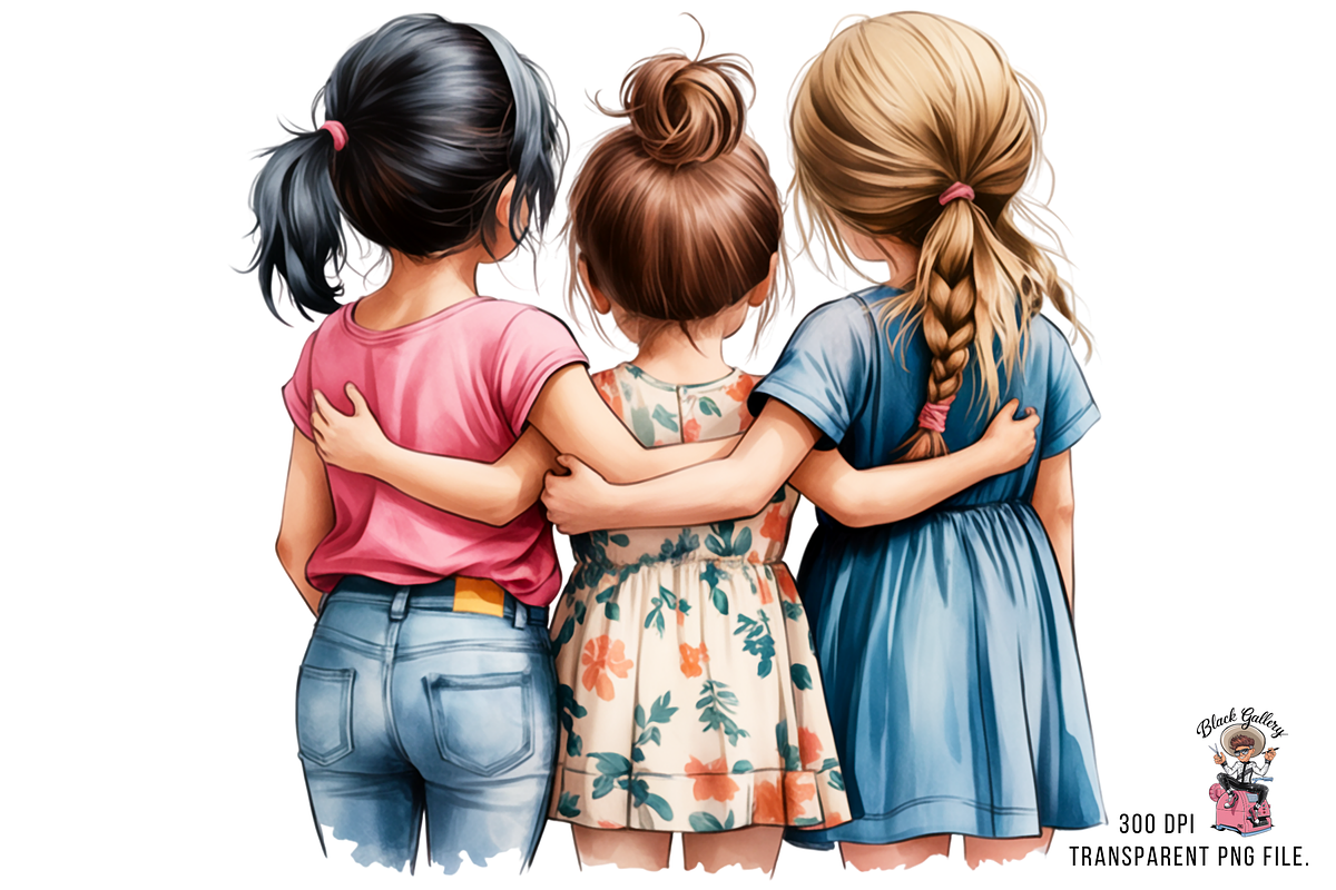 Three Girls Hugging PNG Bundle, a Graphic by Clipart Bloom (Photo 4 of 11)