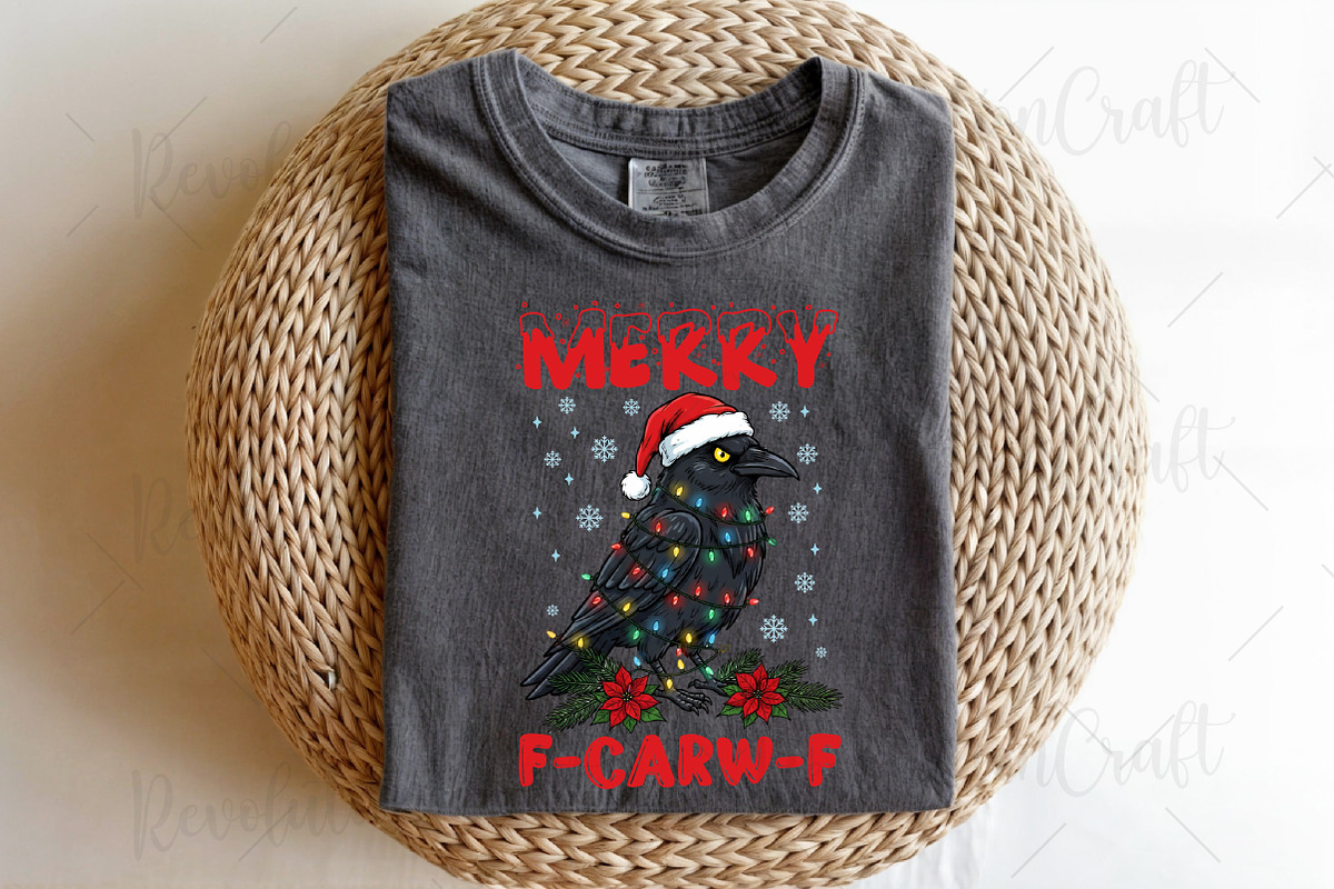 Merry Christmas Vintage F-Crow PNG, an Illustration by OK Design (Photo 4 of 4)