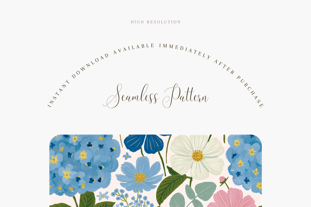 Soft Blue and Pink Floral Seamless, a Pattern Graphic by Pati Charm Studio (Photo 2 of 6)