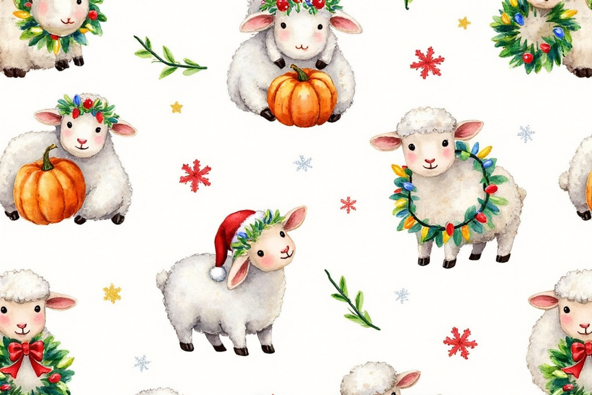 Sheep Seamless Pattern, an Animal Illustration by PLUM&FIGS (Photo 1 of 5)