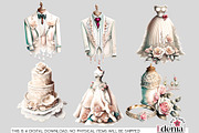 Vintage Romantic Wedding Cliparts, a Seasonal Illustration by EdeniaArtStudio (Thumbnail 4 of 8)