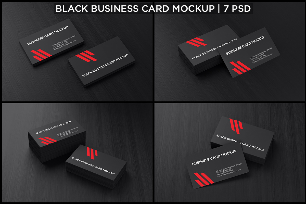 Black Business Card Mockup, a Print Template by aykutfiliz (Photo 1 of 8)