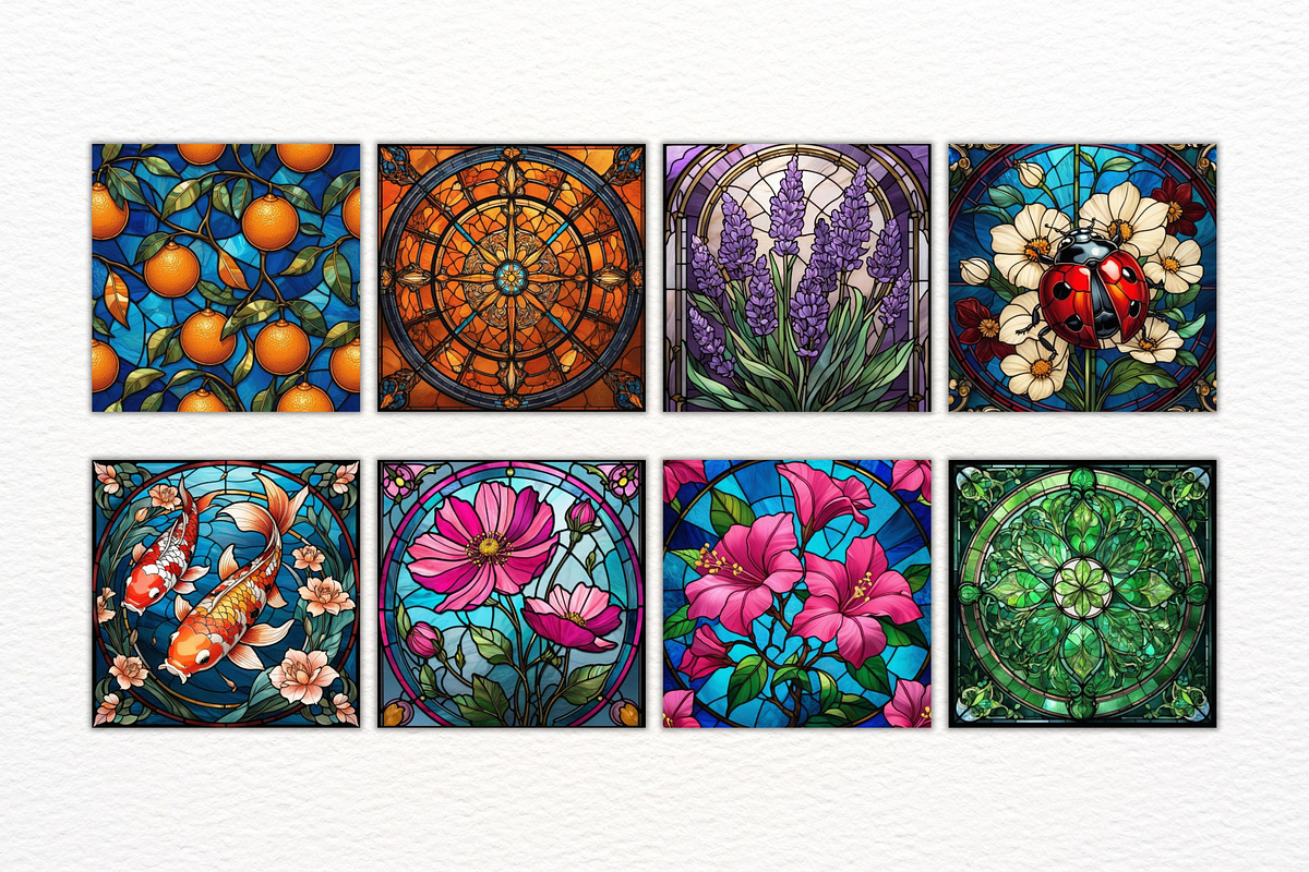 45 JPG STAINED GLASS CLIPART BUNDLE, a Wallpaper Graphic by Vachira Digital Studio (Photo 3 of 6)