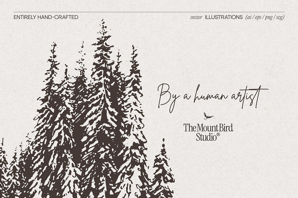 Snow-Covered Winter Pine Forest, a Seasonal Illustration by TheMountBirdStudio (Photo 3 of 5)