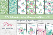 Tropical watercolor patterns, a Pattern Graphic by BrushArtDesigns (Thumbnail 1 of 4)