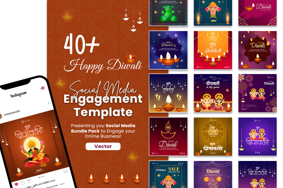 Happy Diwali Banner Bundle Pack, a Social Media Template by Creative Hatti (Photo 5 of 7)