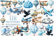 Air Transport Watercolor Clipart, an Illustration by Designworld (Thumbnail 1 of 5)