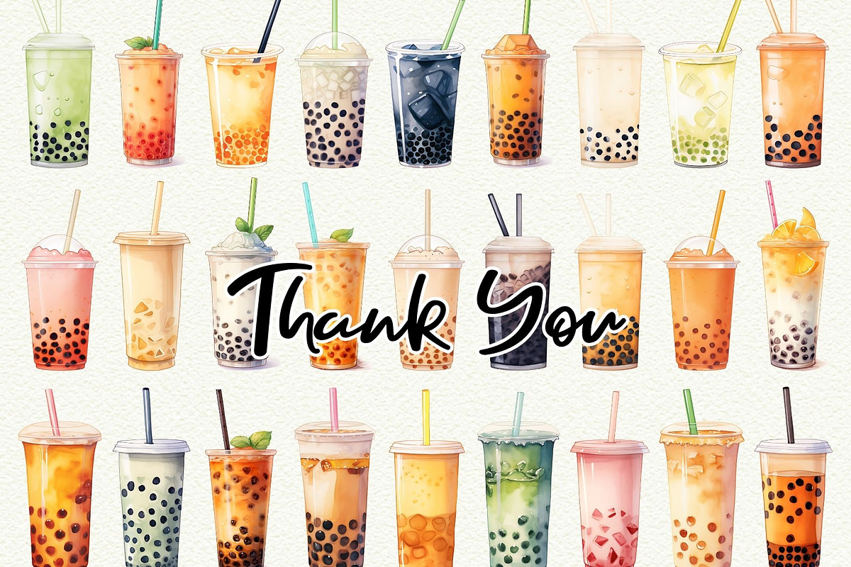 Bubble Tea Watercolor Clipart, a Food Illustration by Anna Design Studio (Photo 11 of 11)