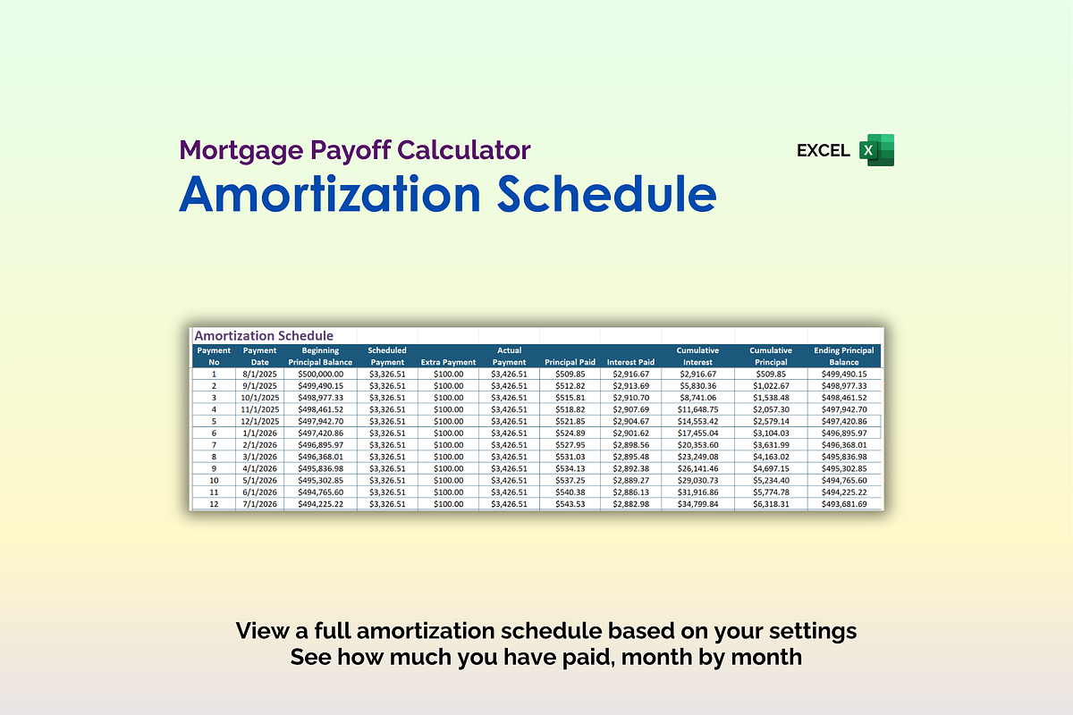 Mortgage Payoff Calculator - Excel preview 4