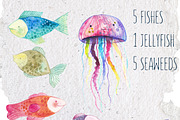 Magic sea life watercolor set, an Illustration by Maria Sem (Thumbnail 2 of 4)