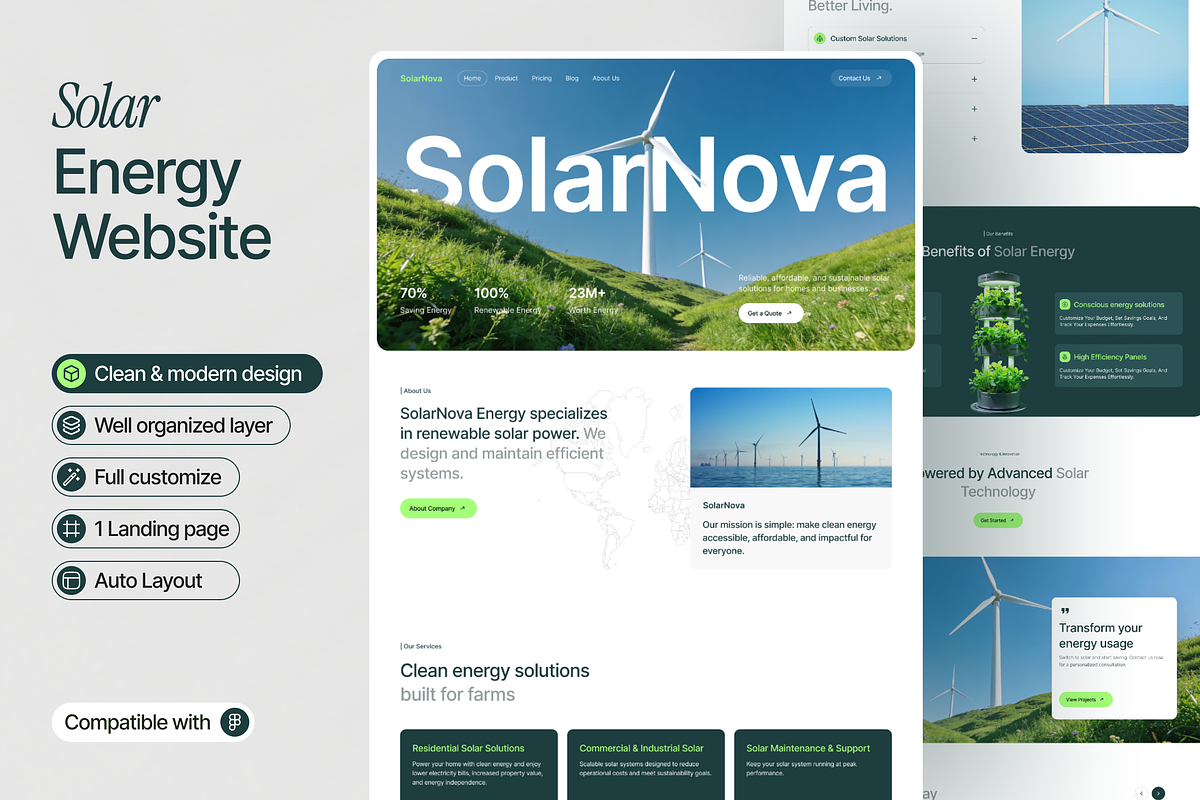 Solar Energy Website, an UI Kit Template by Ahmed Rubel (Photo 1 of 5)