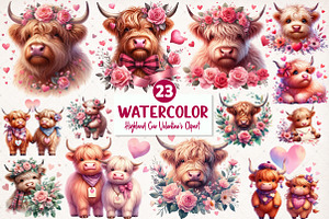 Highland Cow Valentine's Day PNG, an Illustration by SinaCreation