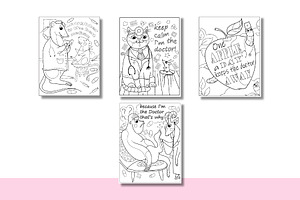 Funny Animal Nurse Coloring Page.