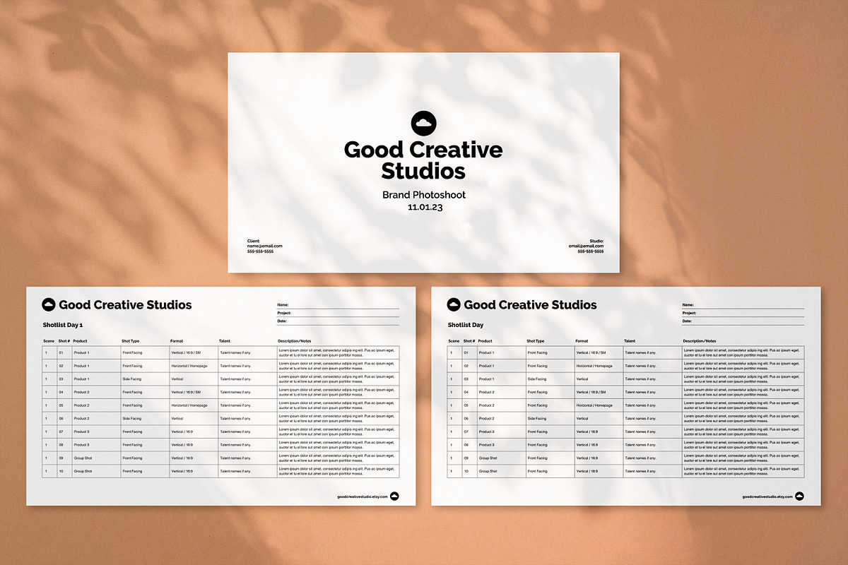 Photoshoot Shot List Template, a Marketing Template by Good Creative Studio (Photo 6 of 6)