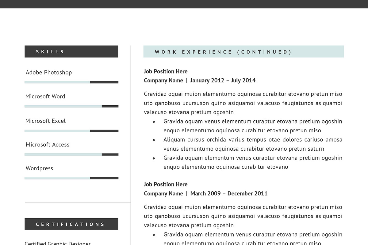 Creative Resume CV Template for Word, a Resume Template by GResume (Photo 6 of 6)