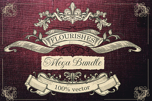 Bundle of vector vintage flourishes, an Object Graphic by FleurArt