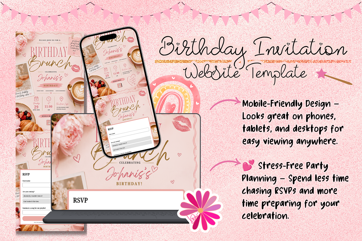 Birthday Brunch RSVP Website Invite, a Social Media Template by bellaROSEworkshop (Photo 5 of 5)