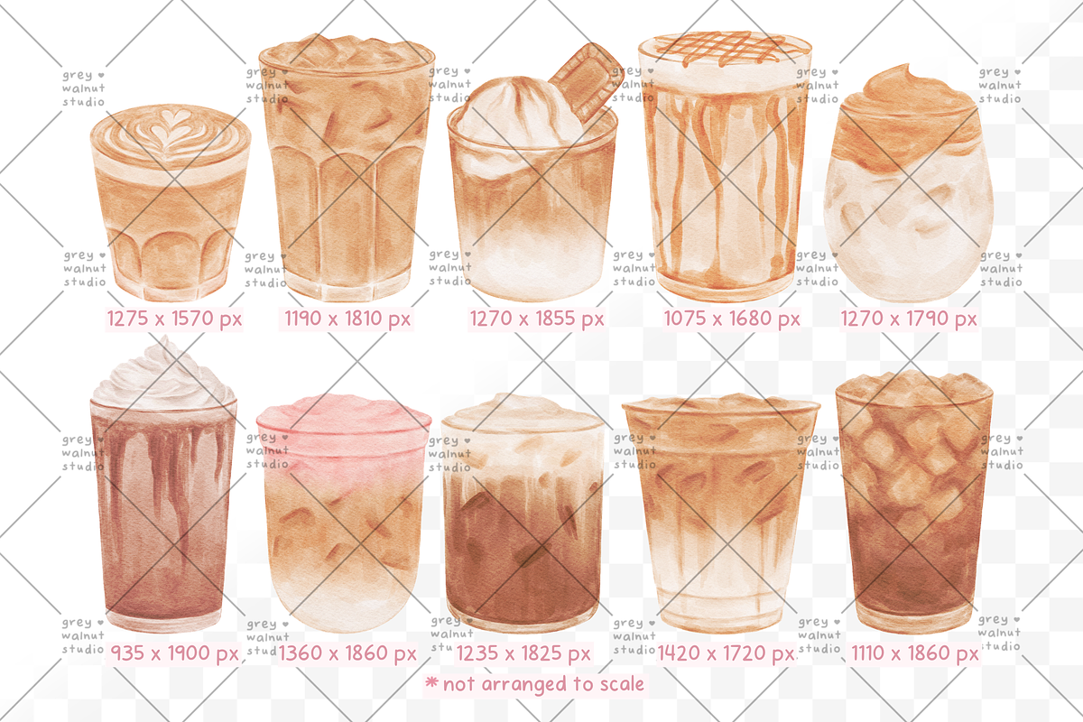 Iced Coffee Watercolor Clipart, a Food Illustration by greywalnutstudio (Photo 2 of 2)