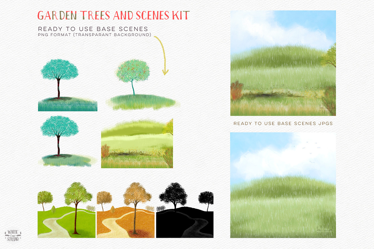 Garden Trees + Scenes Procreate Kit, a Brush Add-On by White Lane Studio (Photo 8 of 15)