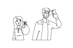 scan biometric authentication vector, a Person Illustration by pikepicture