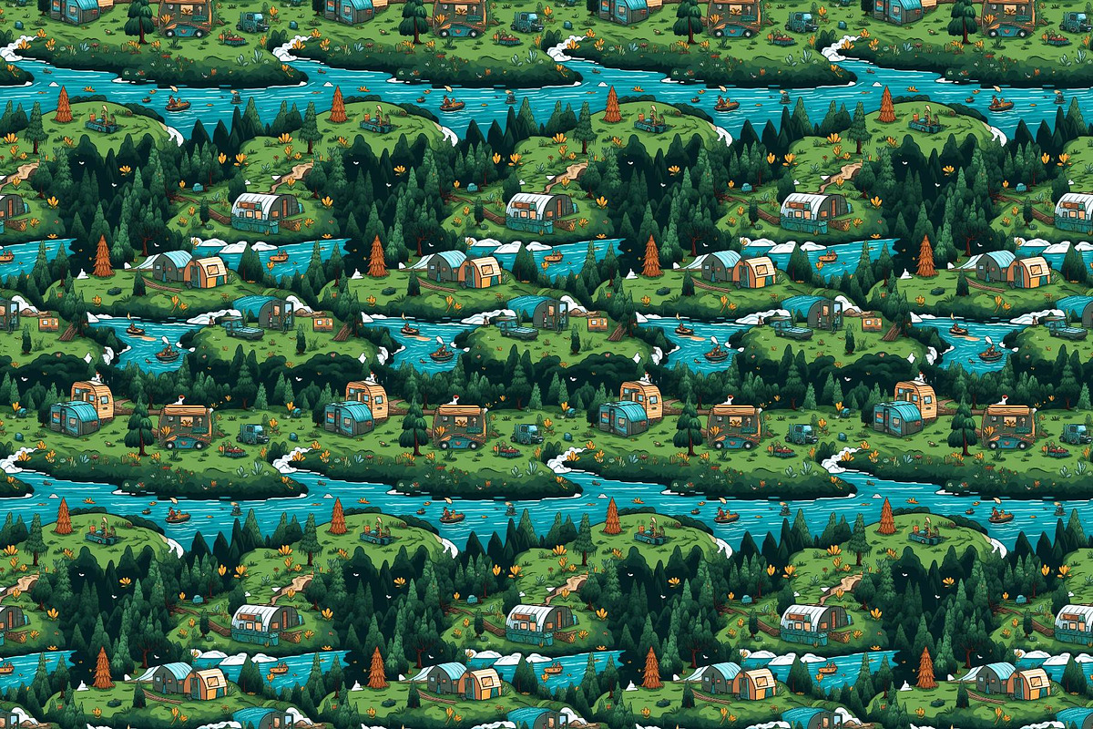 Camping pattern, a Pattern Graphic by AlexandraTret (Photo 2 of 3)