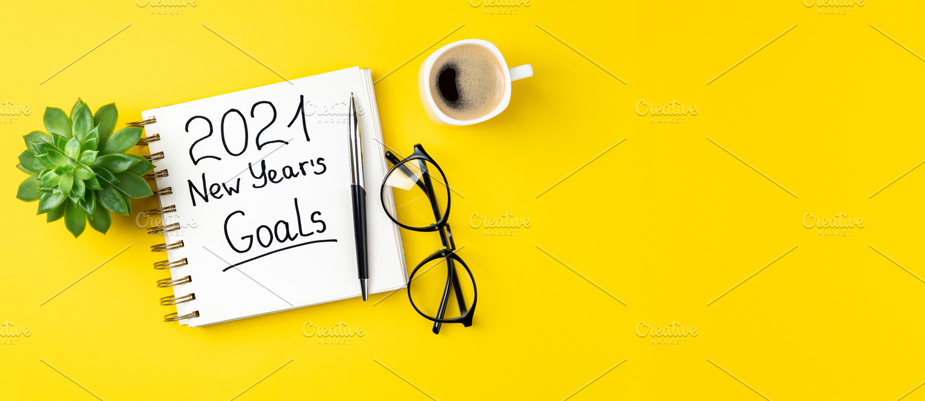 New year 2021 goals on desk, a Business Photo by LanaSweet