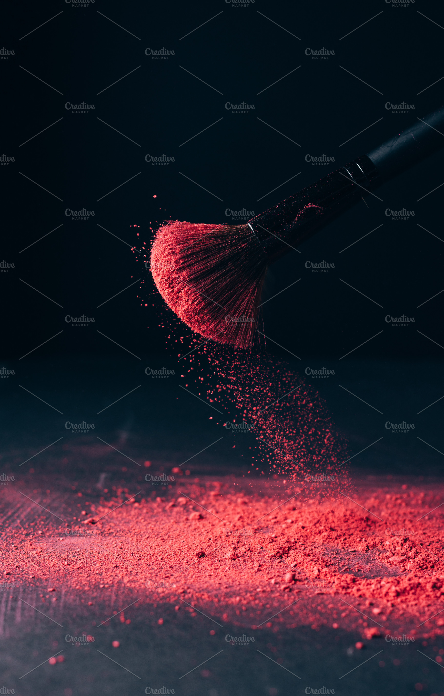 Makeup brush with p powder explosio stock photo containing cosmetic and brush, a Beauty & Fashion Photo by expressiovisual
