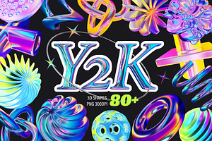 Y2K 3D Aesthetic Shapes Collection