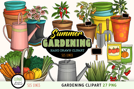 Gardening Clipart Vegetables & Pots