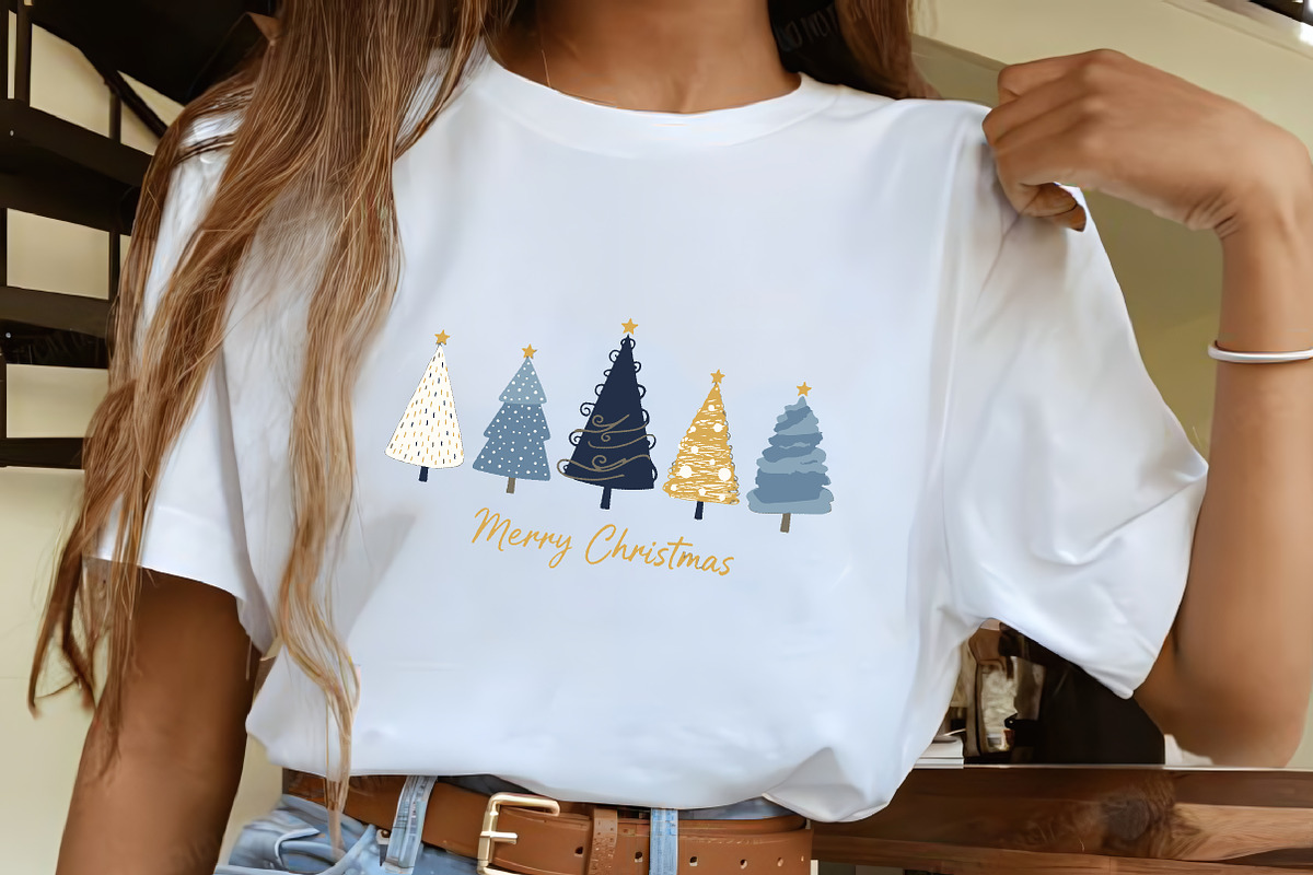 Blue Christmas Tree Sweatshirt Merry, an Illustration by CrexoraLab (Photo 2 of 4)