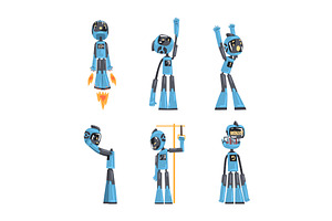 Funny Blue Robot Character Engaged, a Technology Illustration by TopVectors