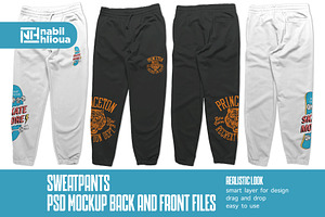 Back And Front Sweatpants PSD Mockup