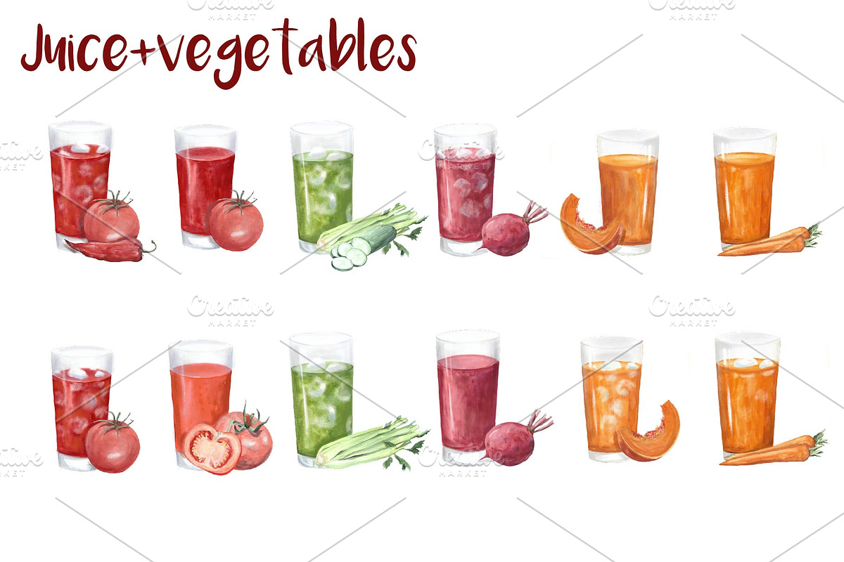 Watercolour Juice and Vegetable set, a Graphic by MumAndMe (Photo 4 of 4)