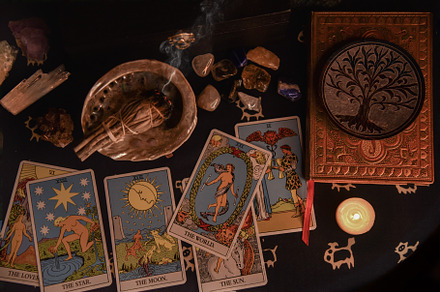 Tarot Cards with Crystals & Journal, an Arts & Entertainment Photo by Scenic Vibes by Teresa