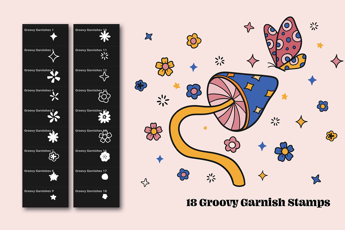 Groovy Procreate Forest & Mushrooms, a Brush Add-On by Pencil Twist (Photo 4 of 9)
