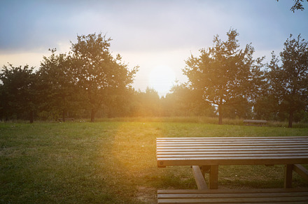 Picnic table at sunset stock photo containing table and picnic, a Holiday Photo by DeRepente