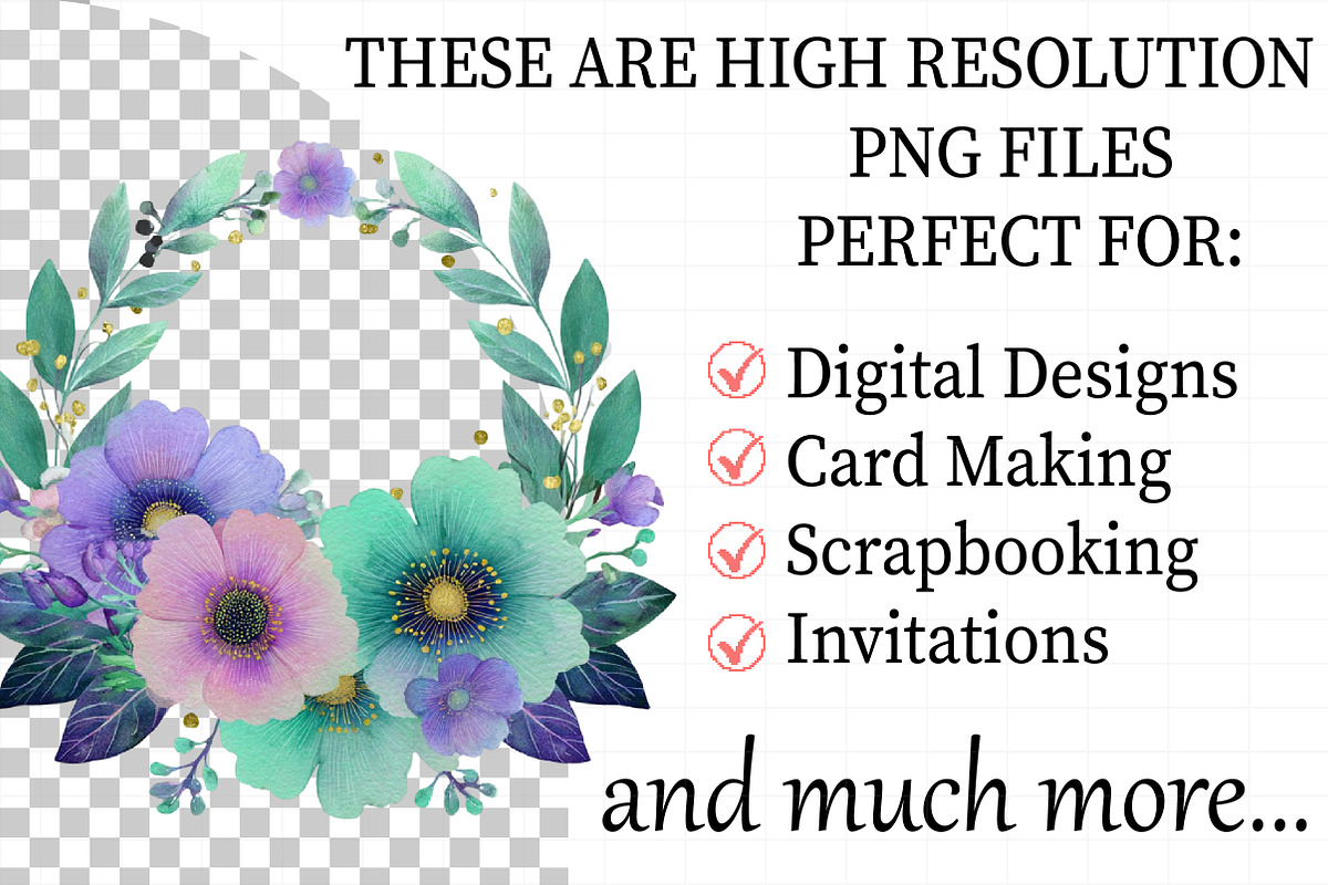 Watercolor Floral Wreaths Clipart Se, an Illustration by Daily.Designs (Photo 2 of 8)